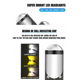 AKE 1 PC HJG Headlight Bulbs H5 Led 32000LM 5500K 2 Tone Yellow White With Waterproof Mini Projector Lens For Motorcycle Car Plug and Play Headlight Lamp, Bulb, Led 9-32 volt