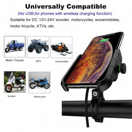 AKE - Motorcycle HJG Phone Holder Alloy with Waterproof Charger 3.0  Bike Handlebar Mirror Mobile Phones Holder for 4.7-7 inch Cell phone Adjustable Mount Bracket 360 rotate