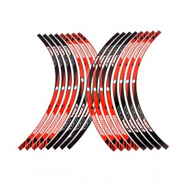 High Quality Motorcycle Tyre Waterproof Wheel Logo Sticker Rim Personality Reflective Stripe Honda CBR Rim Sticker Red for both Wheels Both Sides