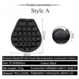 AKE - Motorcycle Air Seat Cushion Shock Absorption Pressure Relief Ride Cooling Down Seat Pad for Cruiser Touring Saddles