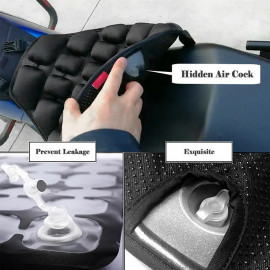 AKE - Motorcycle Air Seat Cushion Shock Absorption Pressure Relief Ride Cooling Down Seat Pad for Cruiser Touring Saddles