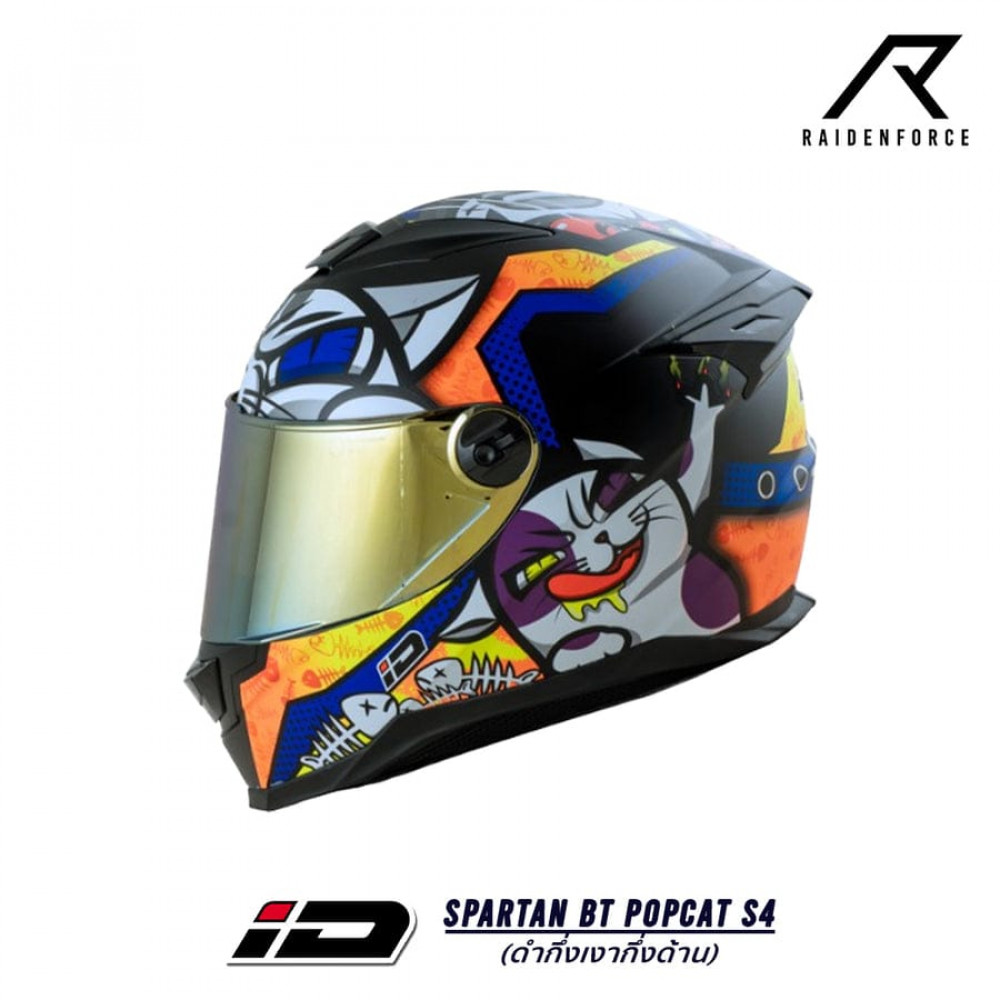 ID SPARTAN BT POPCAT S4 - Index Motorcycle Racing Helmet DOT ECE certified Size M L XL