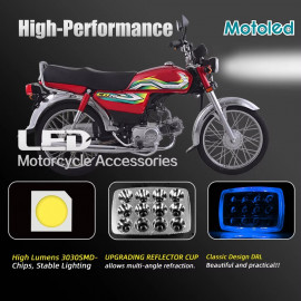 AKE 1 PC Original Motoled XBT-New High Strength Glass Cover 12 LED Beads 36W 3800LM Motorcycle LED Square Headlight Led Lamp for Honda CD70 Moto's Fog Light