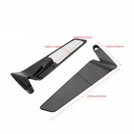 Universal Aerodynamic Rotary Adjustable Mirrors Motorcycle Wind Wing Side Rearview Mirrors Metal Body Black Rotate able