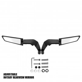 Universal Aerodynamic Rotary Adjustable Mirrors Motorcycle Wind Wing Side Rearview Mirrors Metal Body Black Rotate able