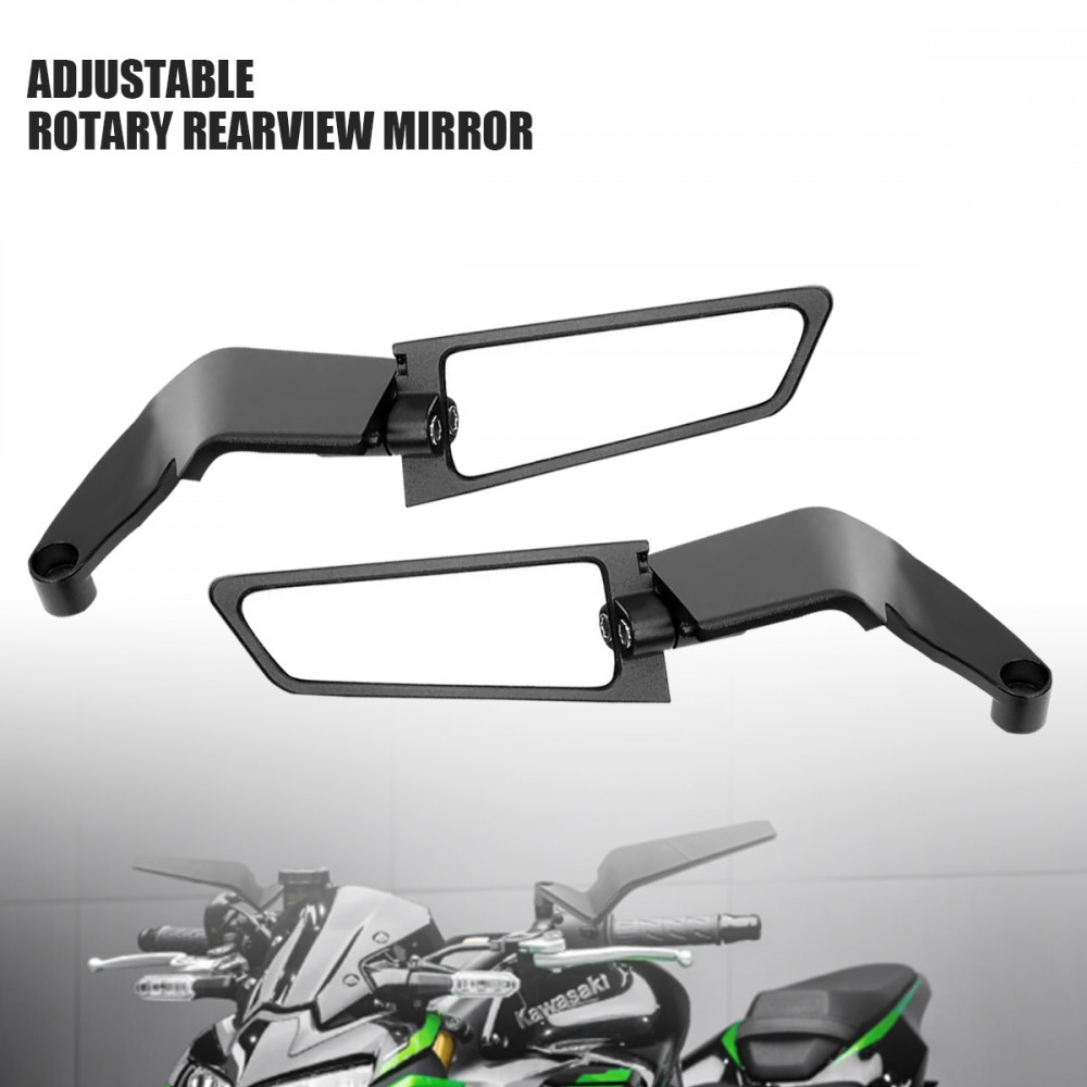 Universal Aerodynamic Rotary Adjustable Mirrors Motorcycle Wind Wing Side Rearview Mirrors Metal Body Black Rotate able