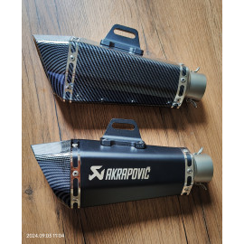 Motorcycle Dual Carbon Fiber Tip Exhaust Matt Black exhaust Large For Heavy Bikes 600cc above