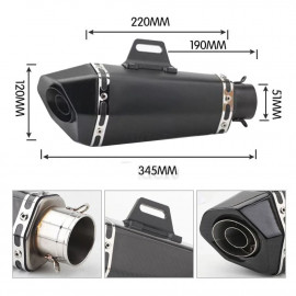 Motorcycle Dual Carbon Fiber Tip Exhaust Matt Black exhaust Large For Heavy Bikes 600cc above