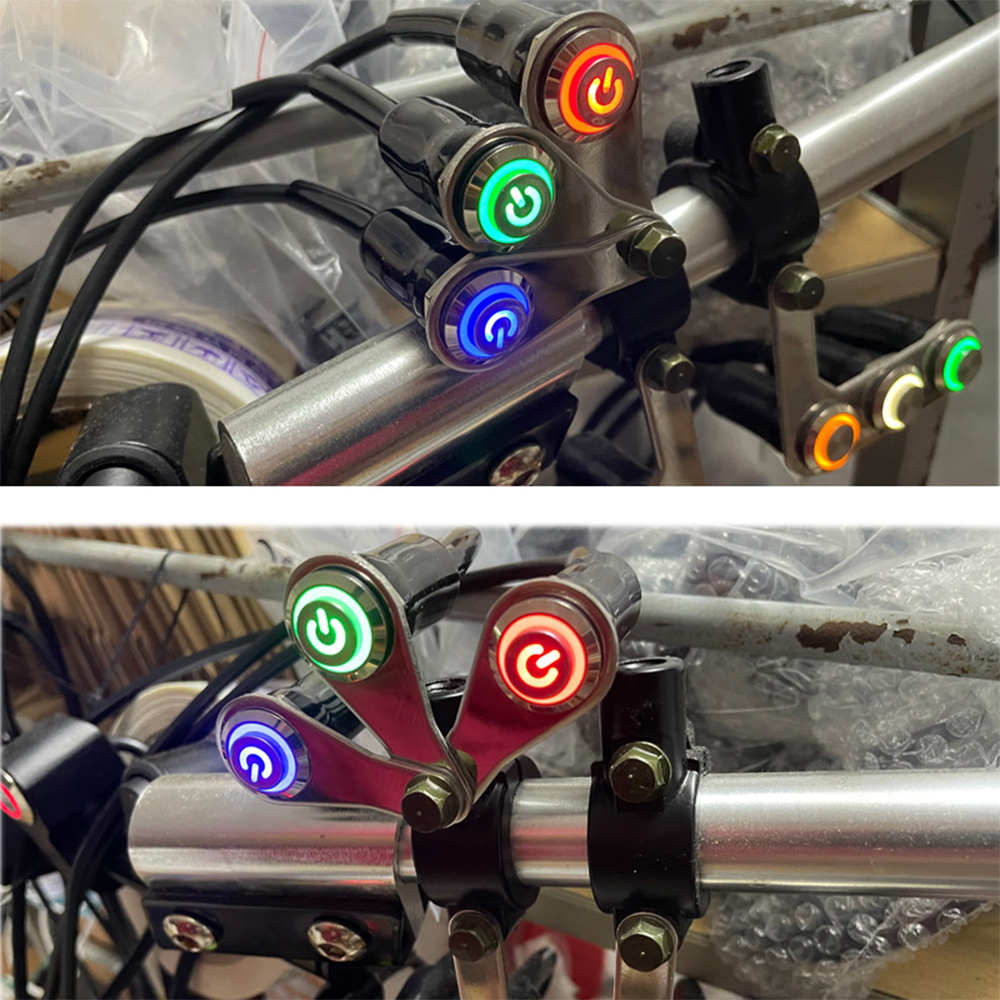 Single Body LED Motorcycle Handlebar Control Dual Push Button On Off LED Switch Headlight Flasher Dual Switch 2 Choice For Handlebar Fog Light Metal Chrome Multi Color Singal LED BTN