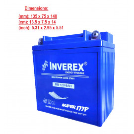 INVEREX MB 12v-9Ah Super MF Dry Battery For Yamaha Suzuki Honda Benelli