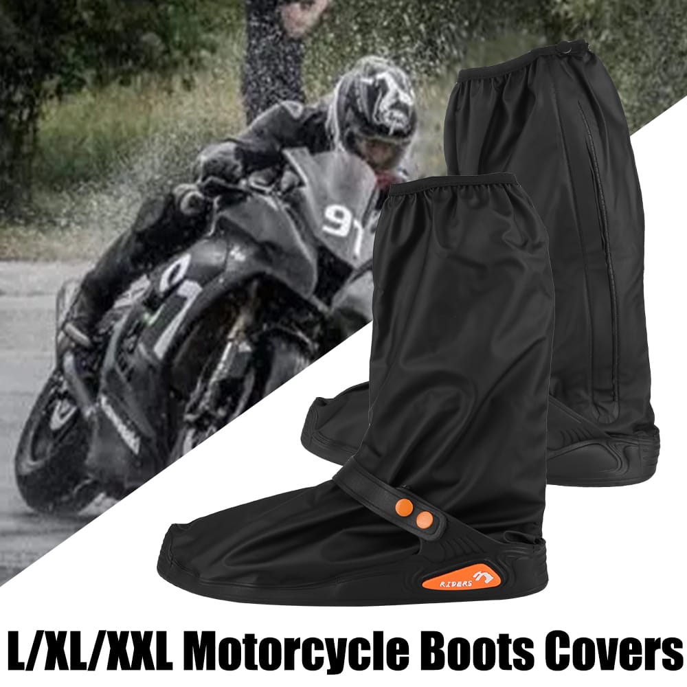 Waterproof Rain Shoe Cover for Motorcycle Cycling Bike Reusable Boot Overshoes Boots Shoes Protector Covers Matt Black