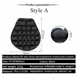 AKE - Motorcycle Air Seat Cushion Shock Absorption Pressure Relief Ride Cooling Down Seat Pad for Cruiser Touring Saddles