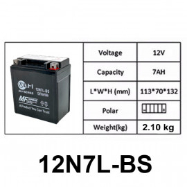 ALH Motorcycle Dry Battery 7Ah / 12v For Honda CB150F, Yamaha YBR YBRG YBZ YBZDX Wego Derbi Suzuki GD110, GR150, GX125