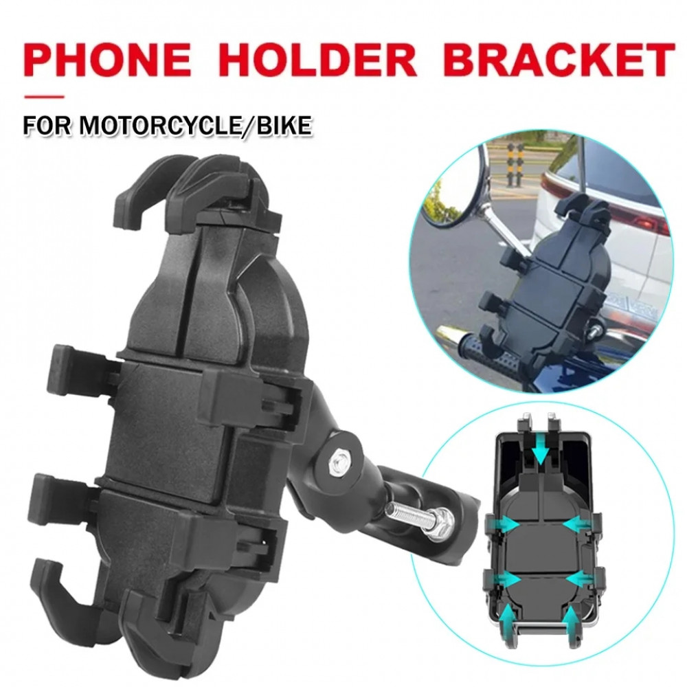 AKE - Motorcycle HJG Phone Holder Shockproof Bike Handlebar Mirror Mobile Phones Holder for 4.7-7 inch Cell phone Adjustable Mount Bracket