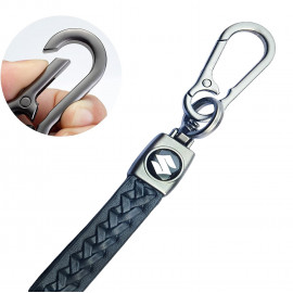 1-PC Leather Metal Badge Strap Keychain Keyring Hook brown black Leather Strap bronze braided Metal keyring for Suzuki