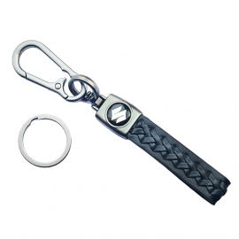 1-PC Leather Metal Badge Strap Keychain Keyring Hook brown black Leather Strap bronze braided Metal keyring for Suzuki