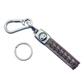 1-PC Leather Metal Badge Strap Keychain Keyring Hook brown black Leather Strap bronze braided Metal keyring for Toyota