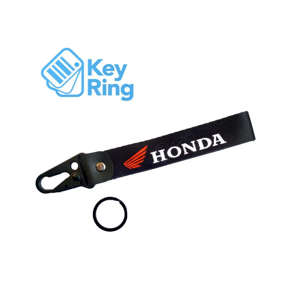 1-PC Motorcycle Collectable Strap Embroidery Keyring Keychain For Honda Yamaha Suzuki Ducati BMW Aprilia Kawasaki Benelli Yari Mitsubish Key Ring Chain Honda Black Plain