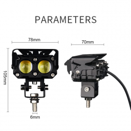 HJG Mini Driving Dual Lens 60watt 6000LM 3 Function CREE Led Light Yellow White Flasher for Motorcycle bike